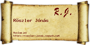 Röszler Jónás névjegykártya